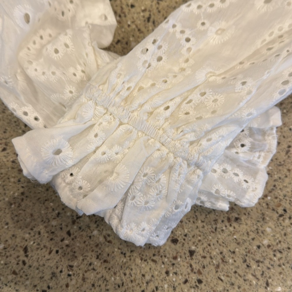 Altar'd State White Off the Shoulder Bishop Sleeve Crop Blouse - Picture 4 of 6